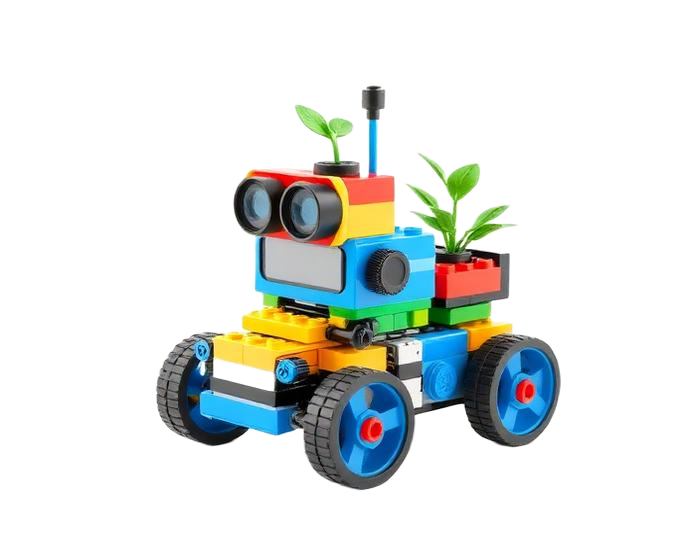 Robot educativo construido con piezas, motor y sensores